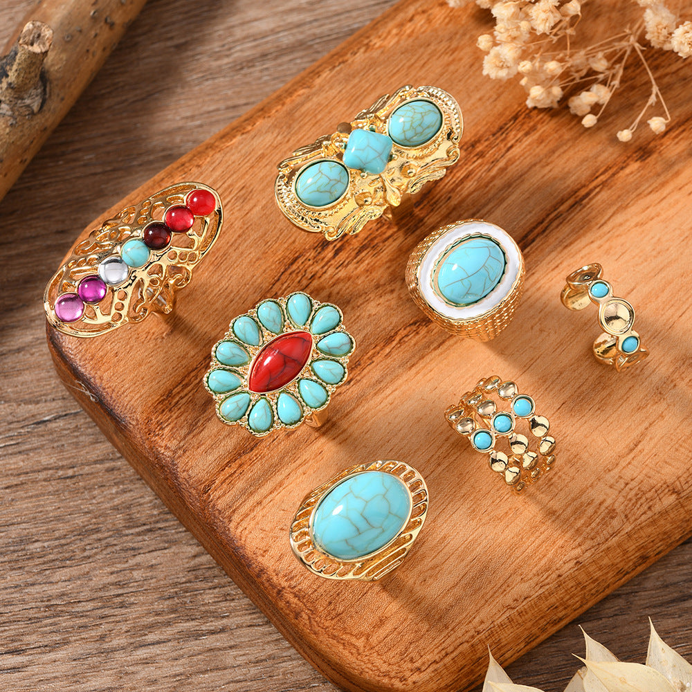 Wholesale Turquoise stainless steel open finger ring jewelry