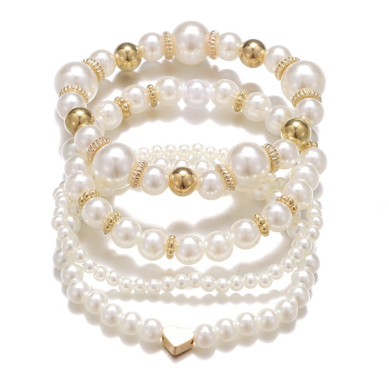 Wholesale Multi-layered Pearl Bracelet 4-piece Set Layered Bracelet Set ACC-BT-Chens002