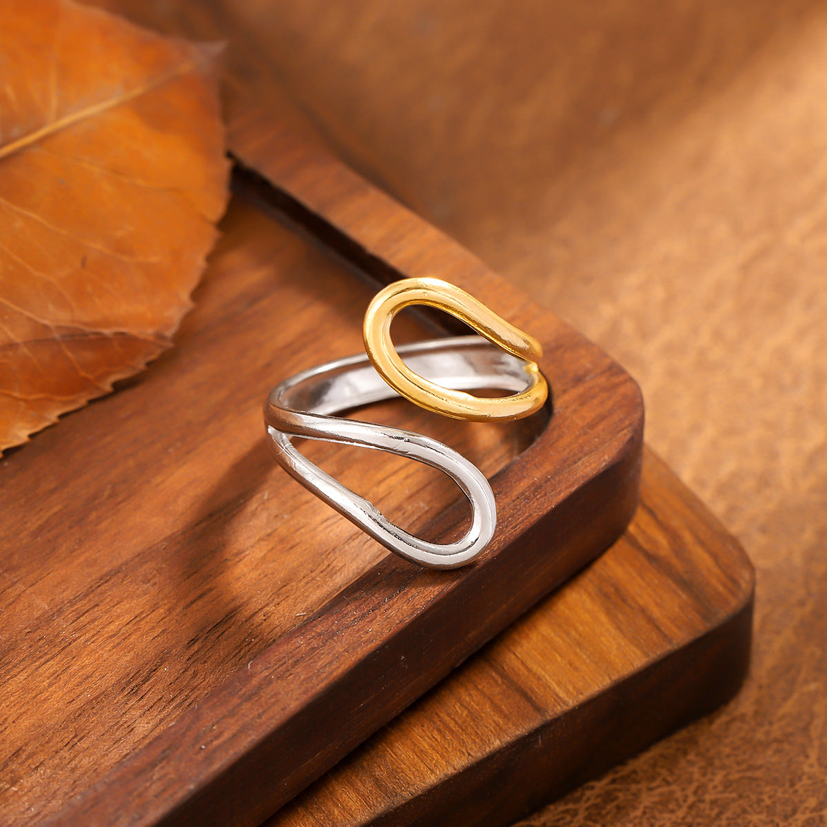 Wholesale Stainless Steel Geometric Open Wide-Band Ring