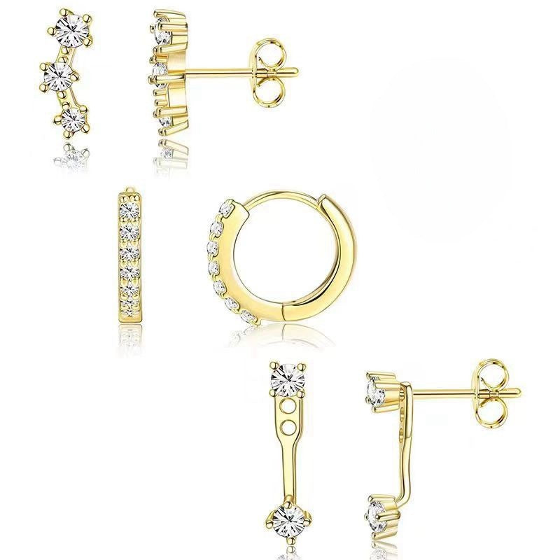 Wholesale all-match fresh zircon earrings set