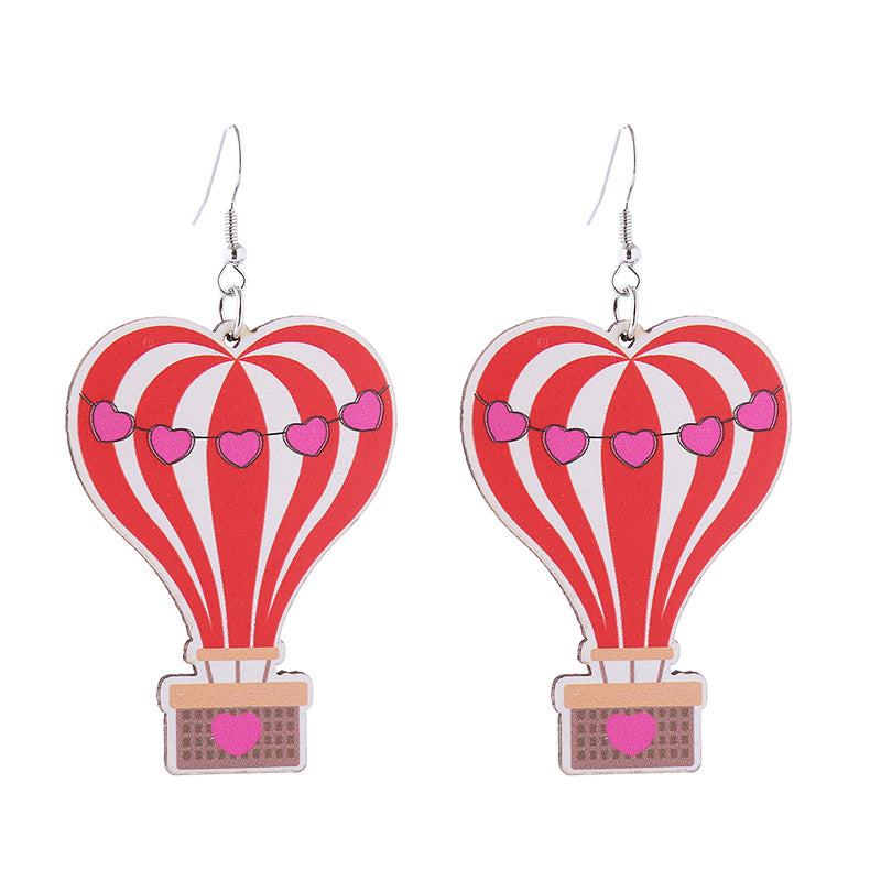 Wholesale Valentine's Day Pink Series Love Hot Air Balloon Earrings ACC-ES-ChouT001