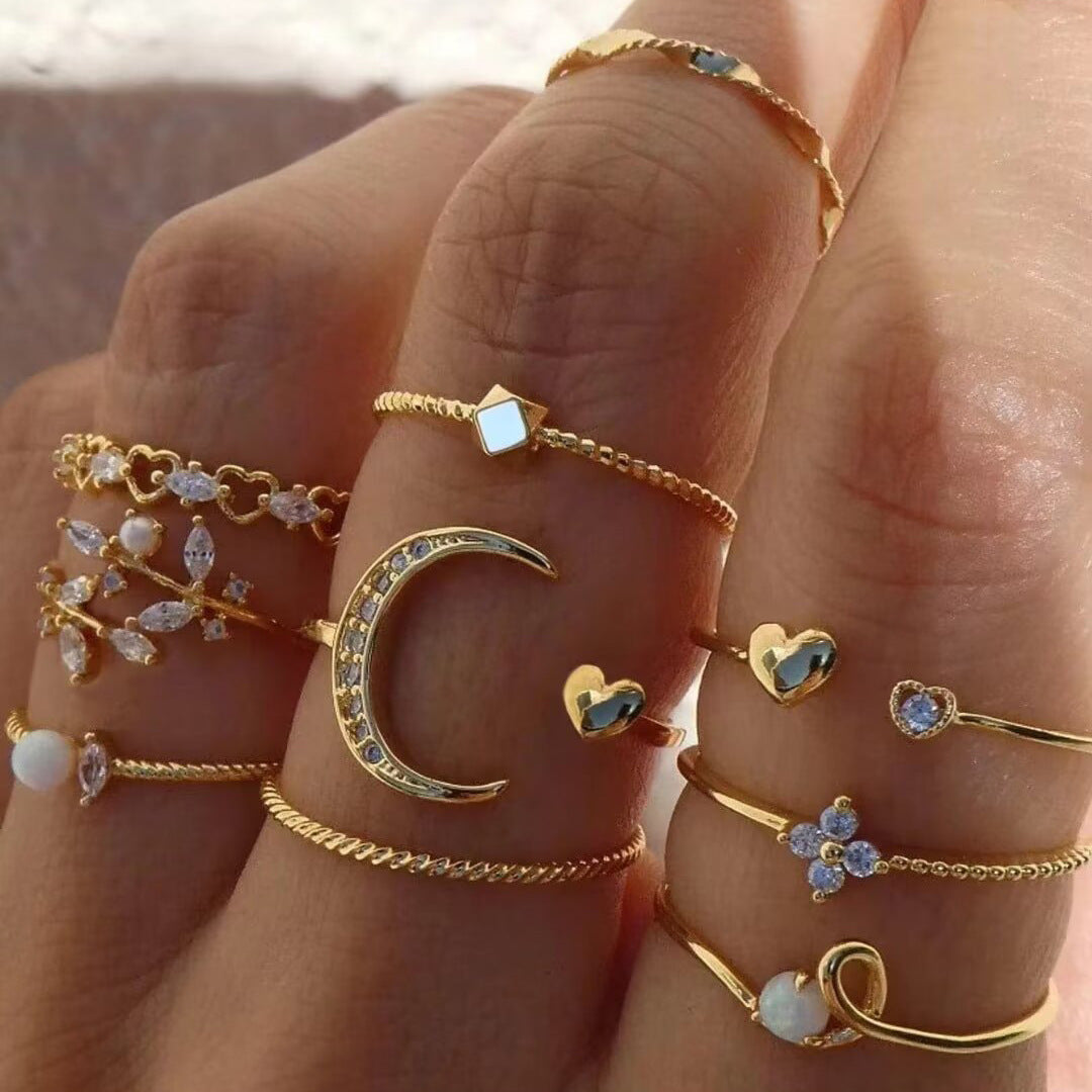 Wholesale jewelry fashion diamond stars ring  jewelry suit