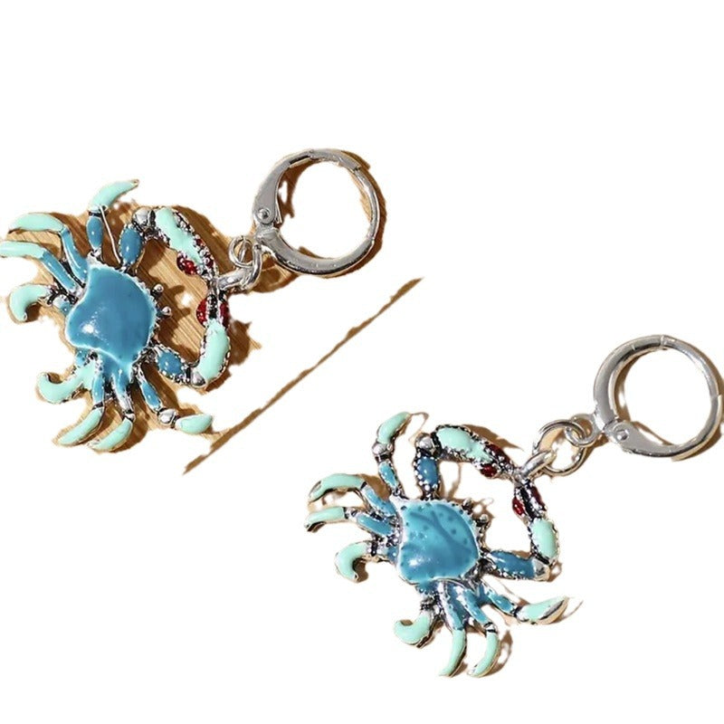 Wholesale Hawaiian Style Earrings Blue Crab Alloy Earrings ACC-ES-Shiy001