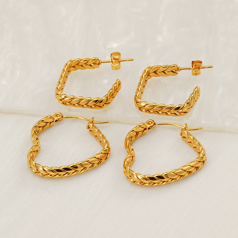Wholesale Vintage Twisted Earrings Heart Earrings Stainless Steel Earrings ACC-ES-ZhongYao007