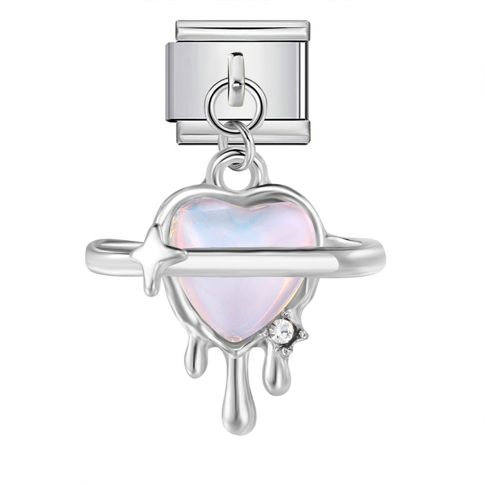 Wholesale  Italian Charm Bracelet 9mm DIY Colorful Heart Moon Bow  Creative Stainless Steel Composable Bracelet