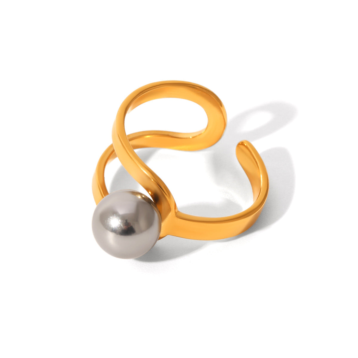 Wholesale Geometric high-grade stainless steel gold and silver two-tone ring