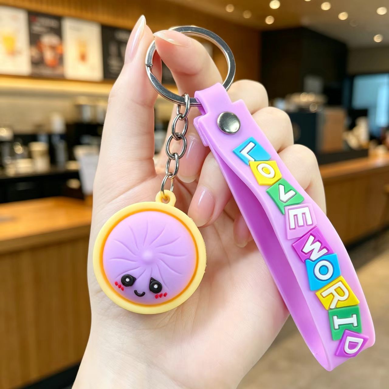 Wholesale PVC Cute Steamed Bun Keychain Pendant - Creative Xiaolongbao Design Car Keychain Bag Charm