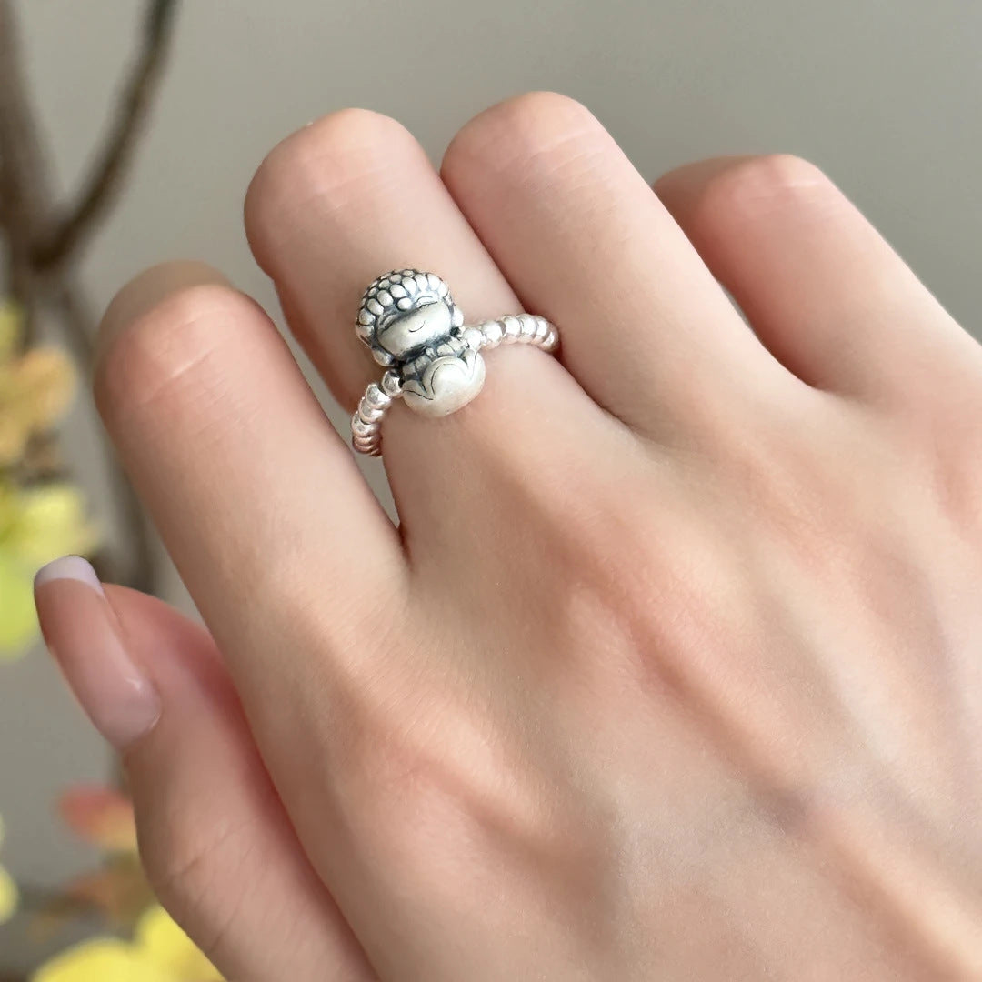 Wholesale Elastic rope ring silver beads light luxury ring