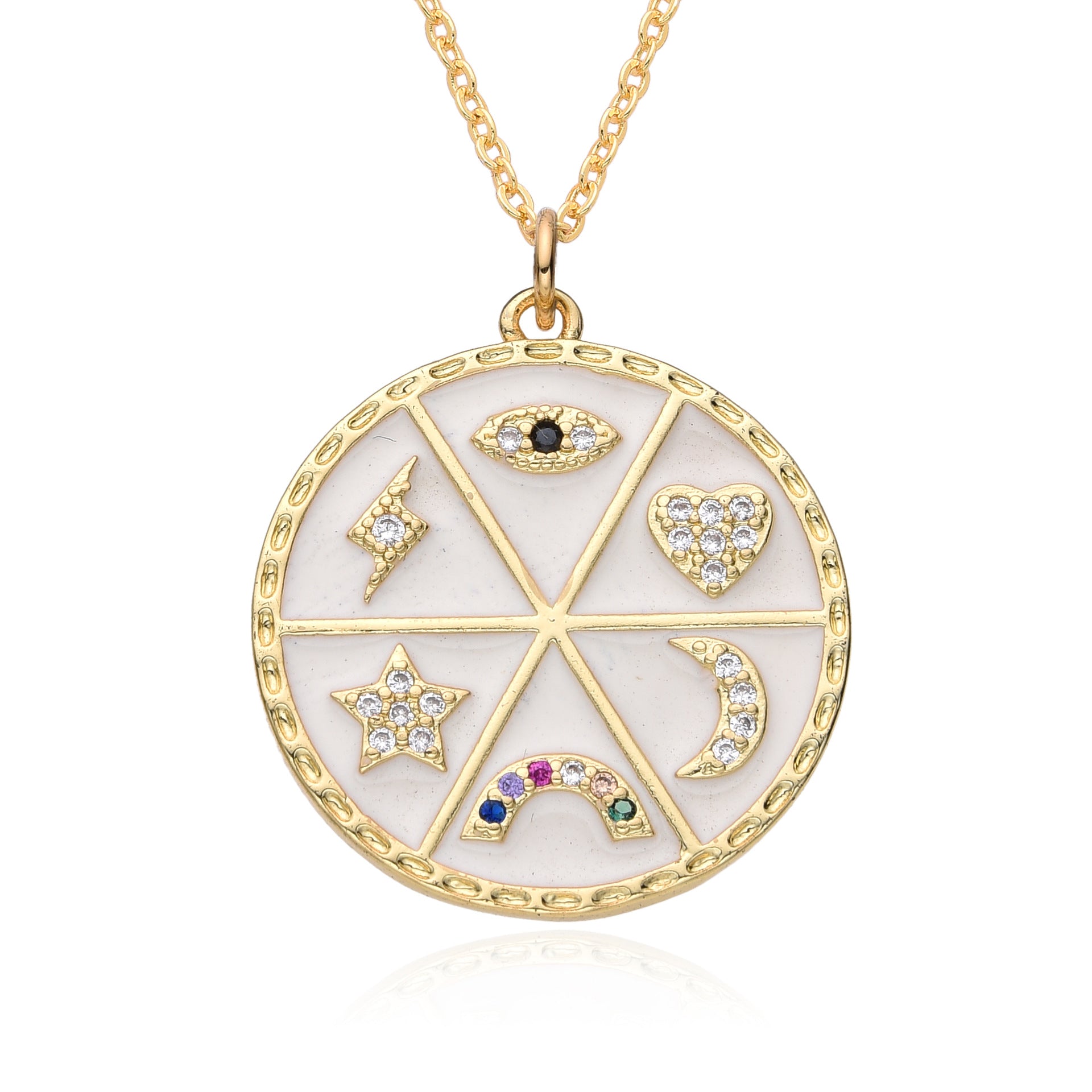 Wholesale color zircon clavicle chain drop oil enamel eye pendant necklace