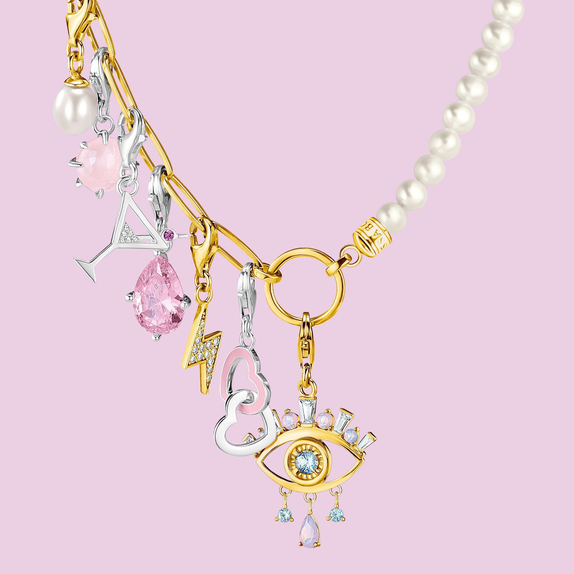 Wholesale Chain furnace vacuum plating stainless steel DIY basic movable chain love series pendant necklace