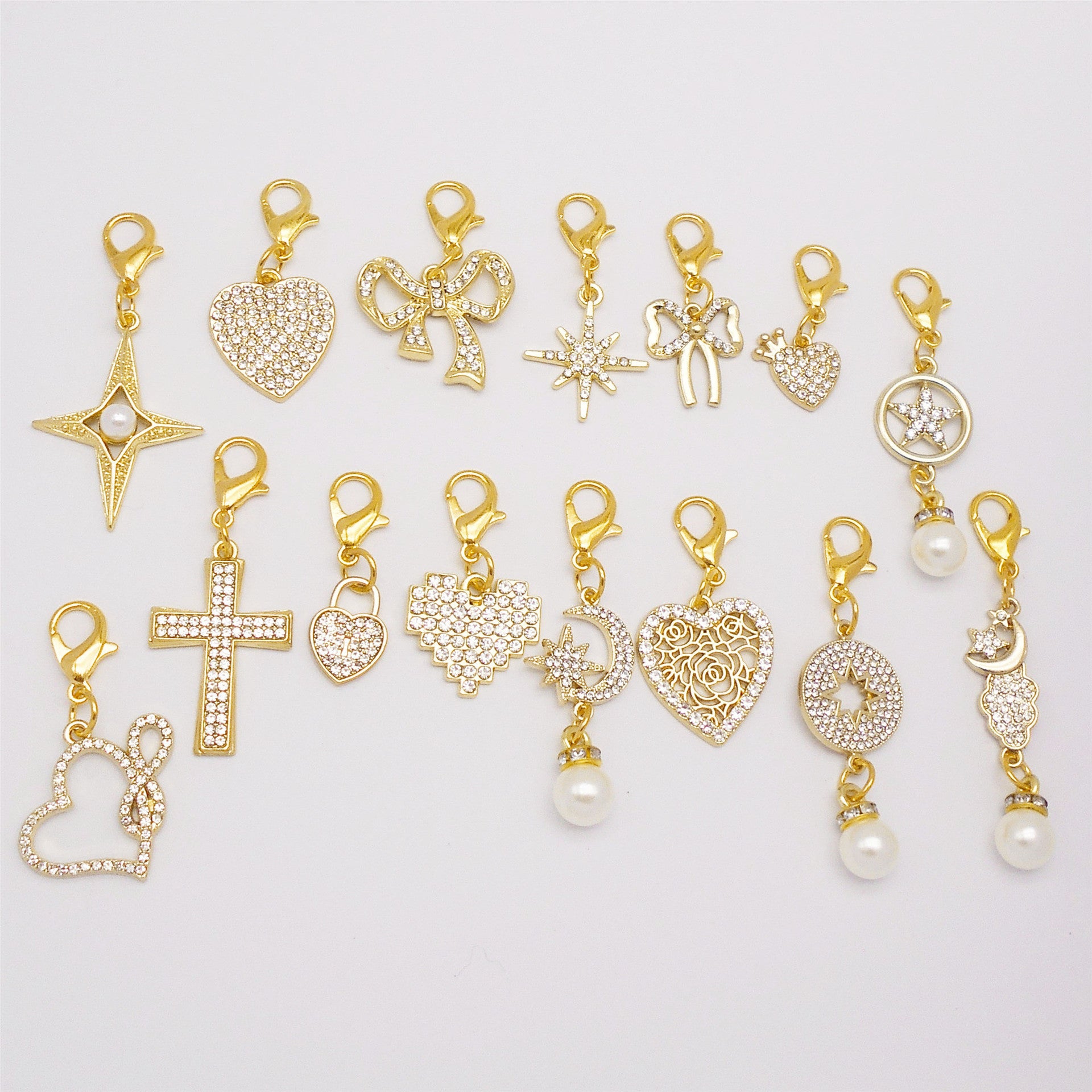 Wholesale Bowknot Heart-Shaped Zircon Diamond   Charms