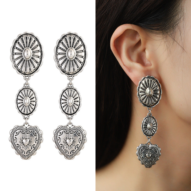 Wholesale Valentine's Day Series Love Peach Semi-precious Stone Vintage Earrings ACC-ES-KJ008