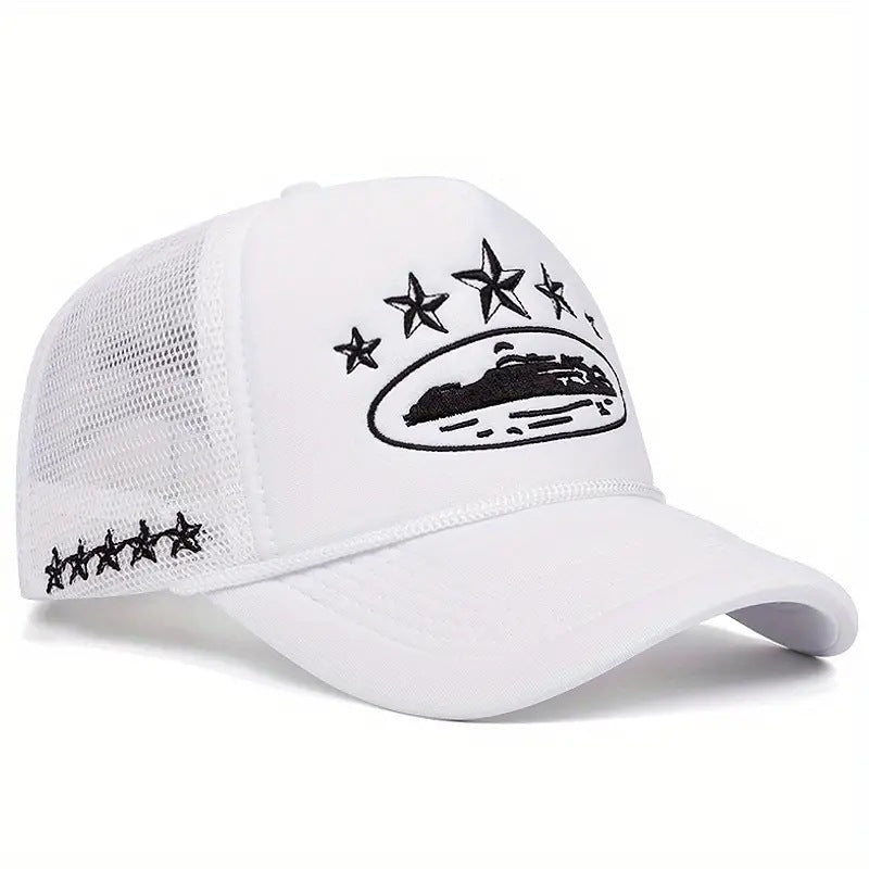 Wholesale Breathable Mesh Trucker Hat With Star Embroidery Summer Outdoor Baseball Cap Adjustable Everyday Style