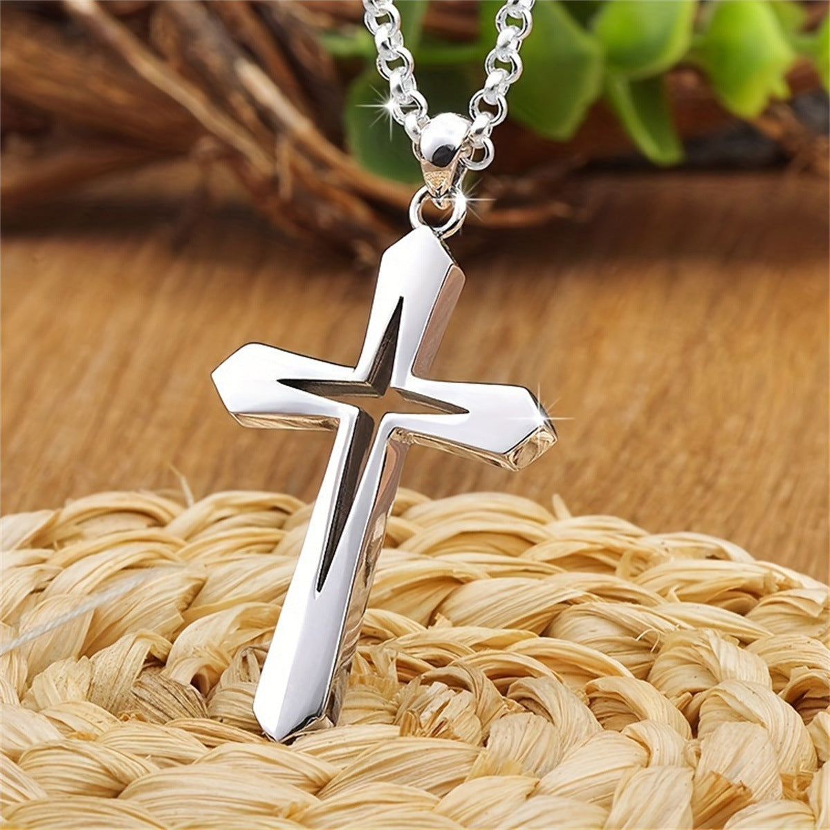 Wholesale Stainless Steel Hollow Cross Necklace