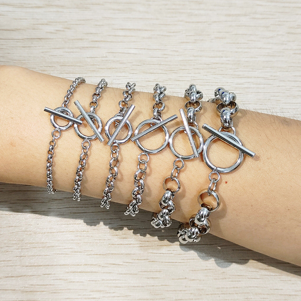 Wholesale Stainless Steel Pearl Chain Bracelet With OT Clasp Stylish Everyday Fashion Accessory For Boutique Resale