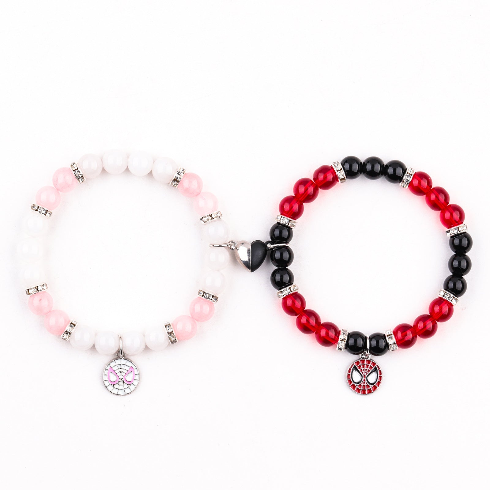 Wholesale Couple bracelet love heart magnetic suction buckle natural opal beaded bracelet