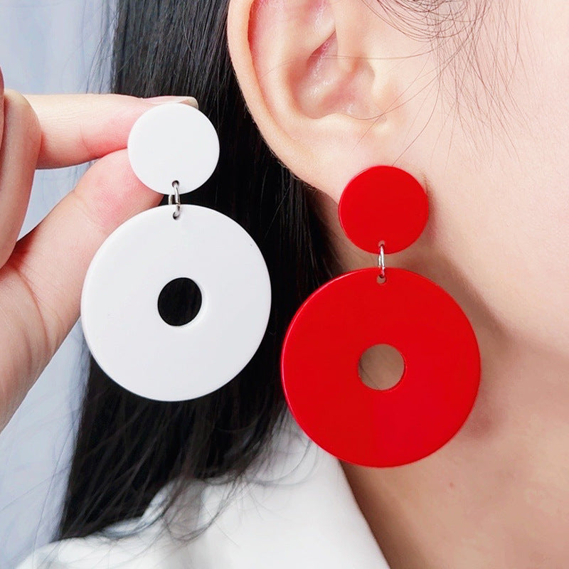 Wholesale  12-Color Round Cut Out Acrylic Earrings
