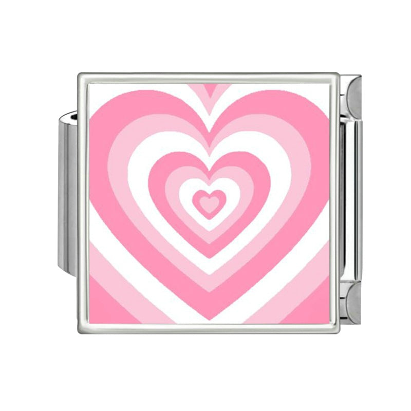 Wholesale Italian Style DIY Pink Heart Pet Car Theme Stainless Steel Bracelet Jewelry Accessory