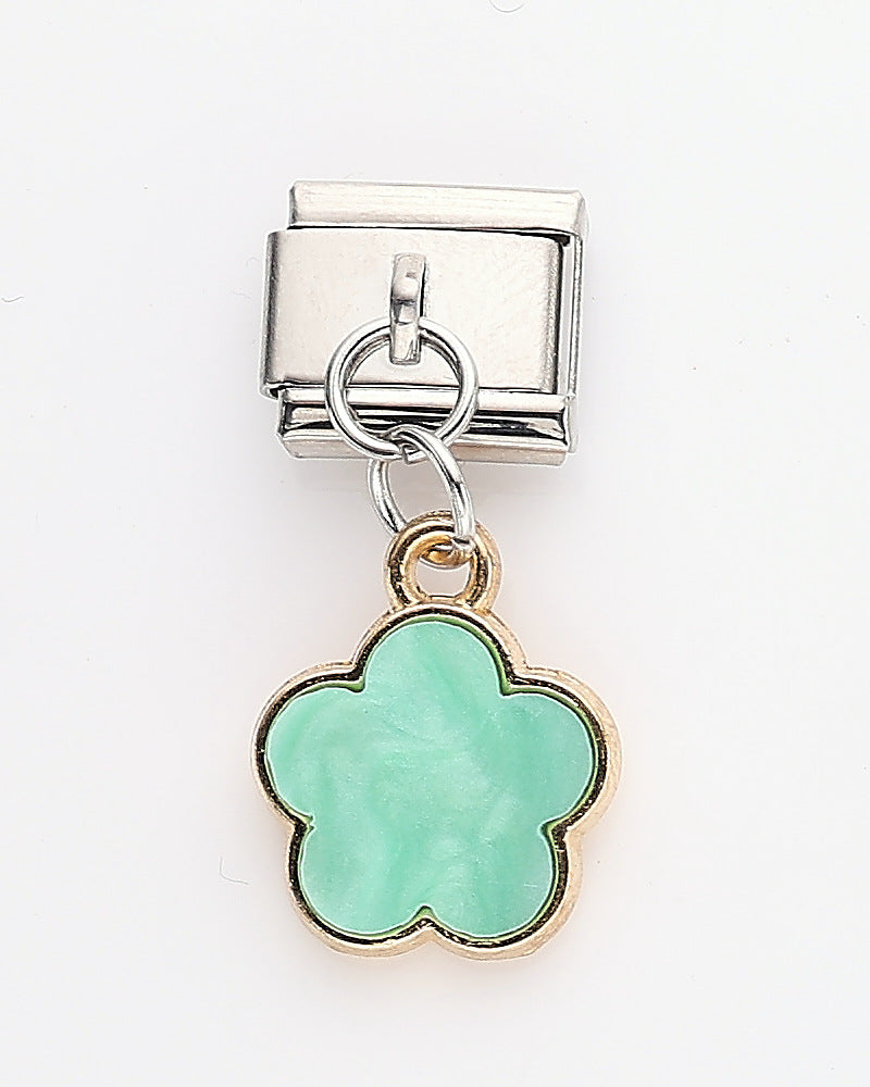 Wholesale 10pcs Italian Charm Bracelet 9mm DIY Splicing Malachite Heart Stainless Steel Composable Bracelet