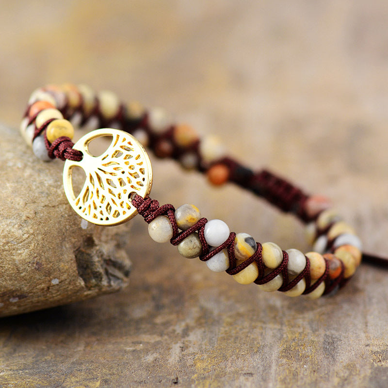 Wholesale Tree of Life Natural Stone Beaded Handwoven Bracelet