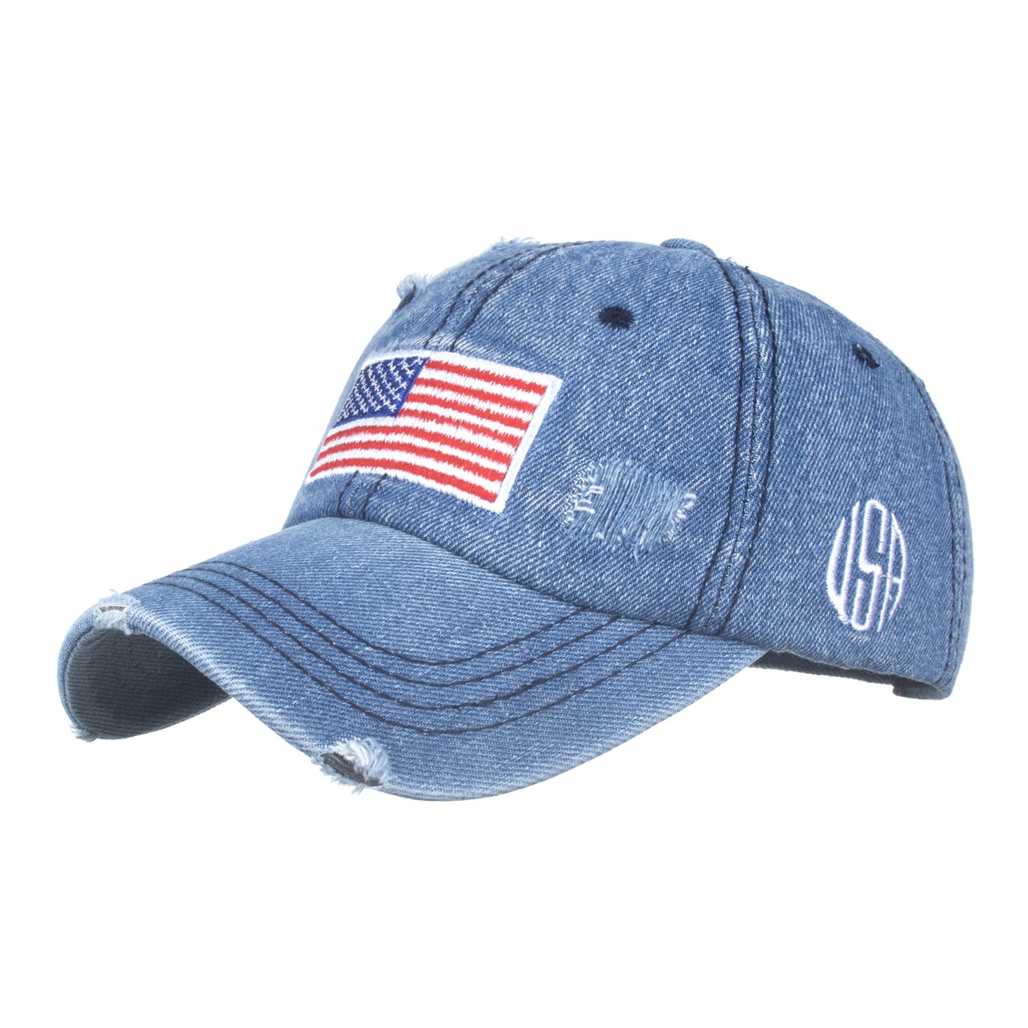 Wholesale Washed denim baseball cap USA American flag baseball cap