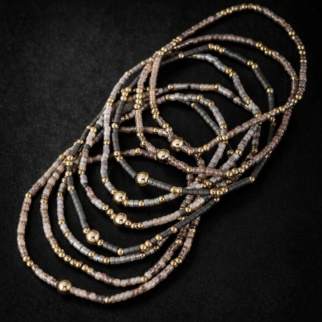 Wholesale Bohemian Glass Bead Bracelet Set 9-Piece Fashion Accessory Boutique Gift