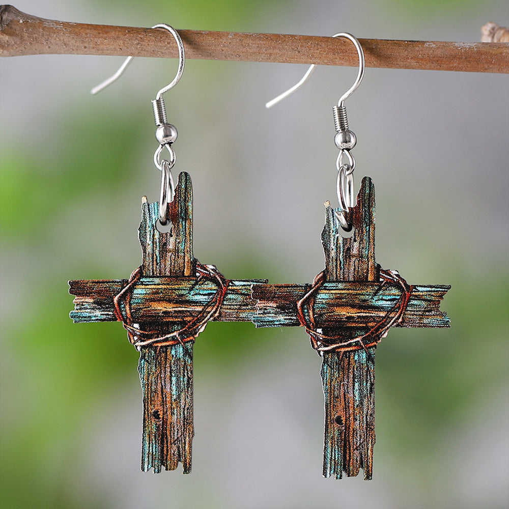 Wholesale  Wooden Double-sided Earrings