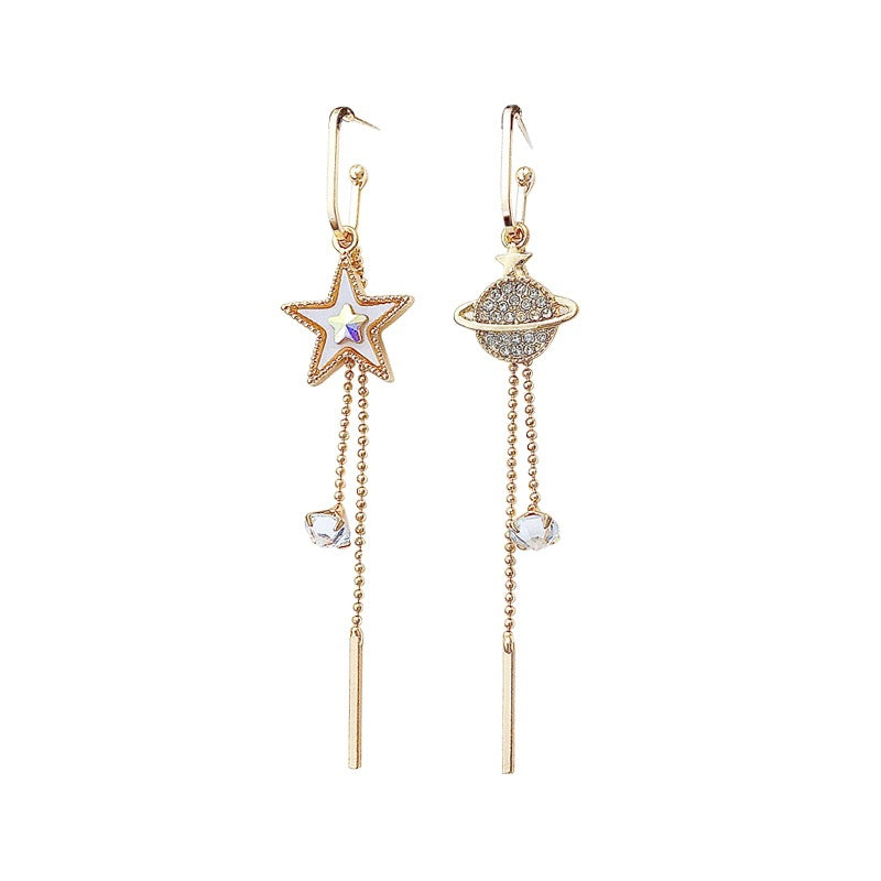 Wholesale S925 Silver Needle Five-pointed Star Small Tassel Earrings
