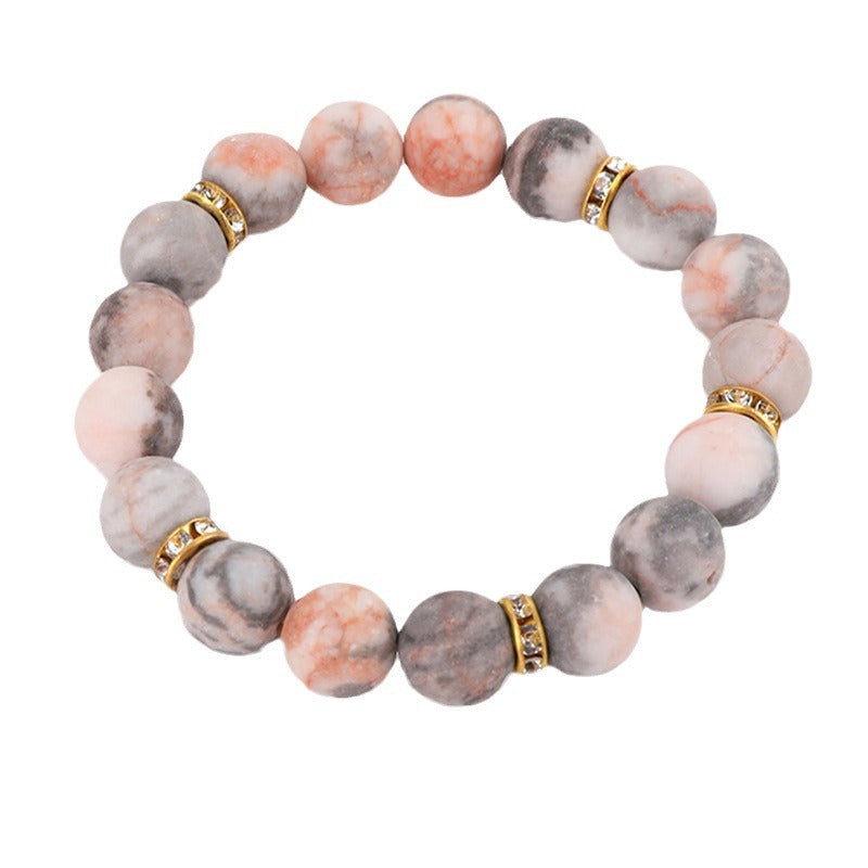 Wholesale 8MM Pink Zebra 10mm Frosted Stone Beaded Agate Bracelet ACC-BT-zhixiang015