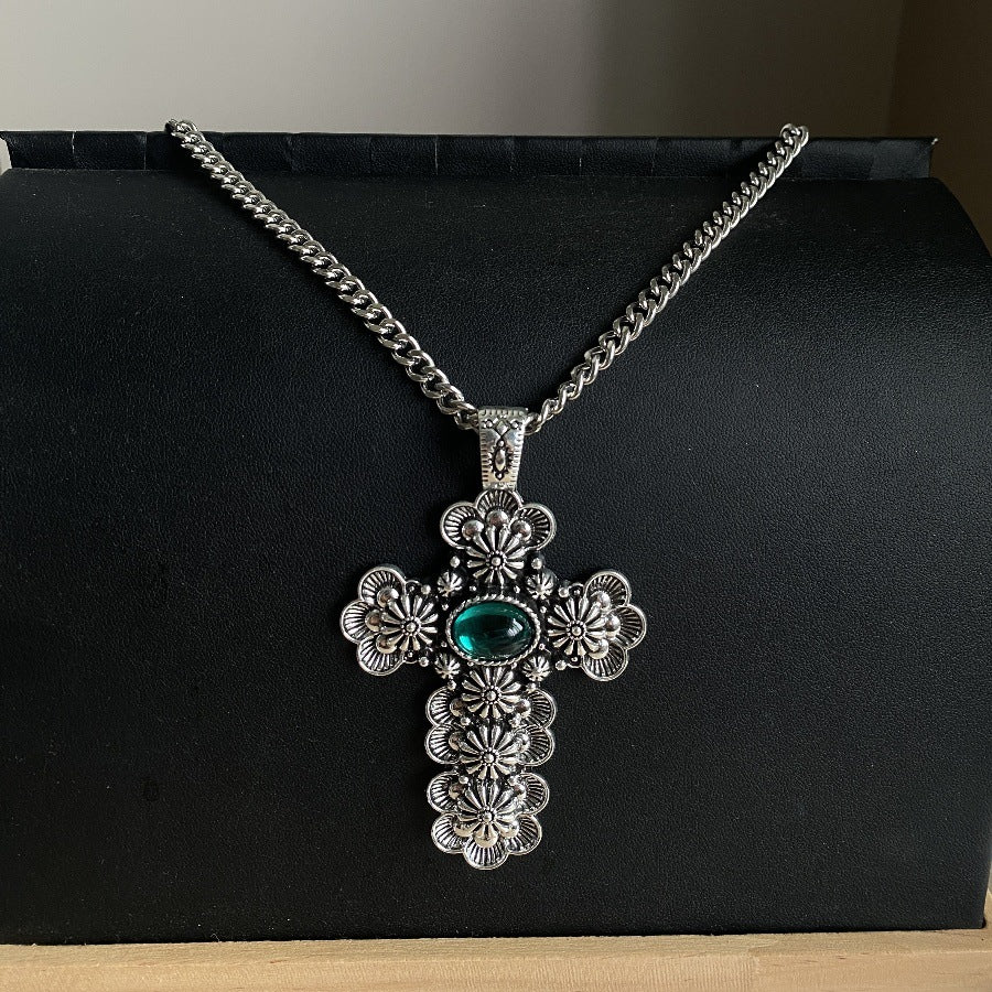 Wholesale  cross encrusted crystal pendant necklace