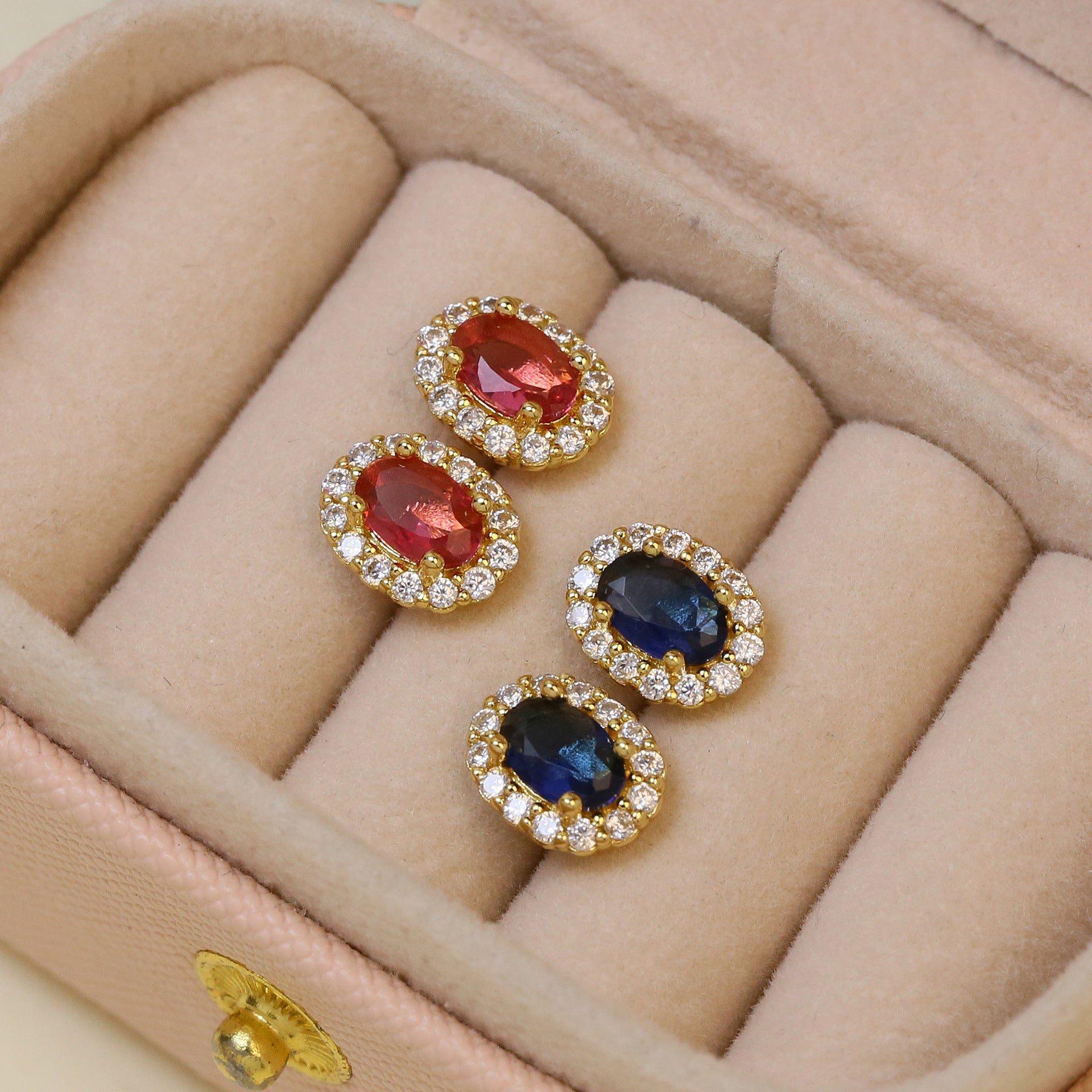 Wholesale  Brass Color Gem December Birthstone Birthstone Earrings