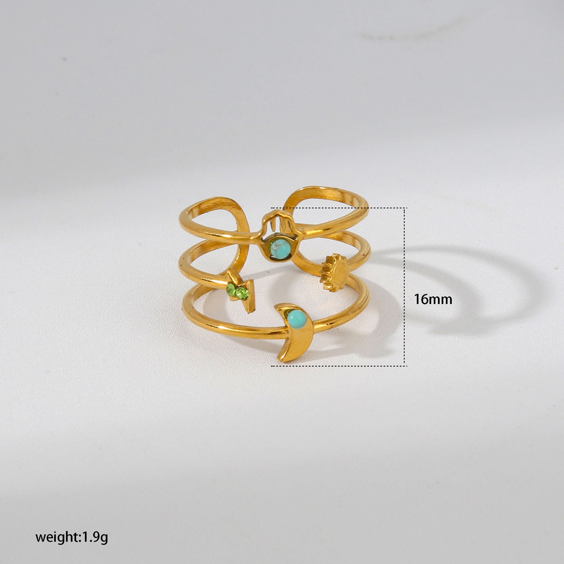 Wholesale Turquoise Star Moon Open Ring Stainless Steel Women S Chic Fashion Accessory