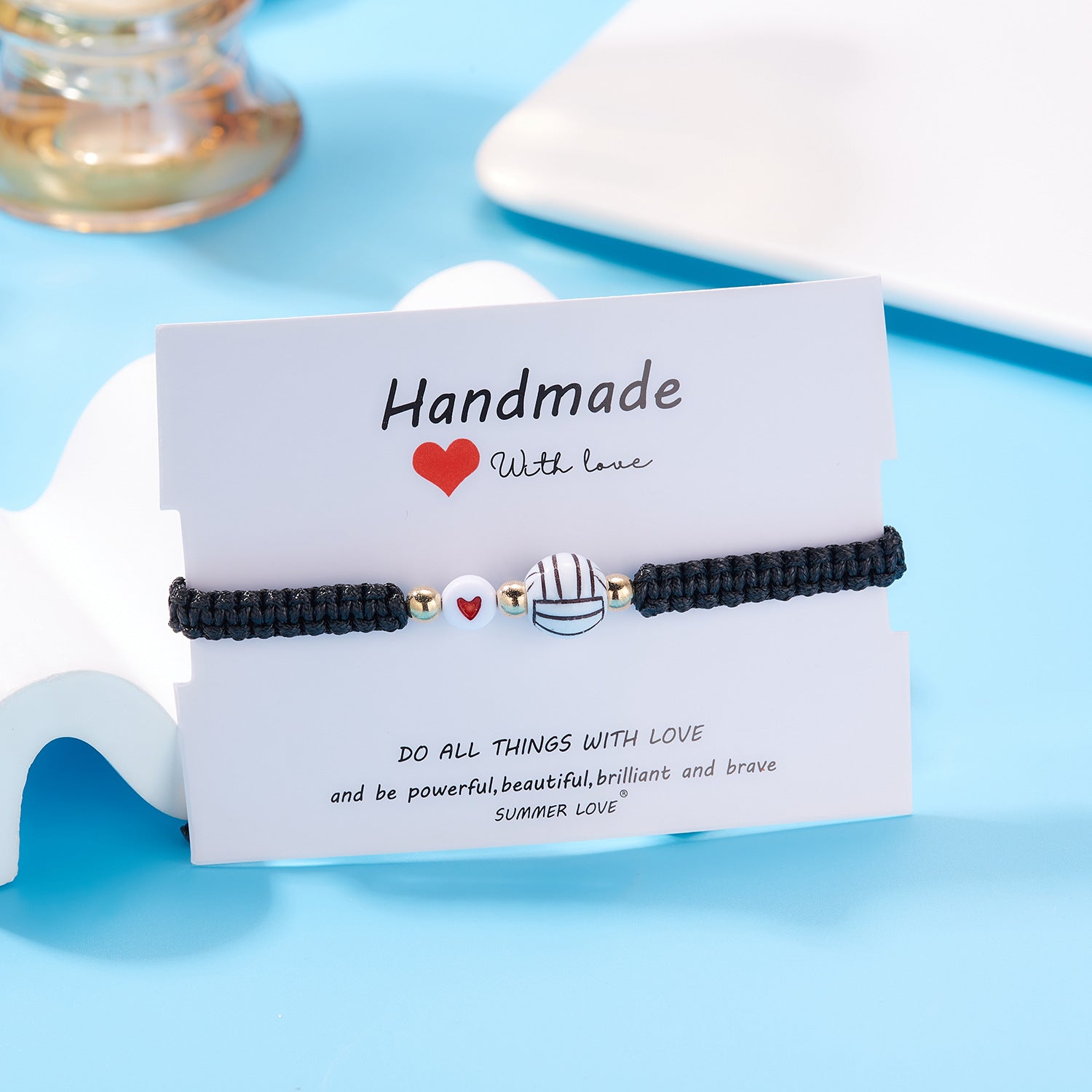 Wholesale Ball Bead Bracelet Creative Volleyball Tennis Handwoven Adjustable Bracelet ACC-BT-Bayue006