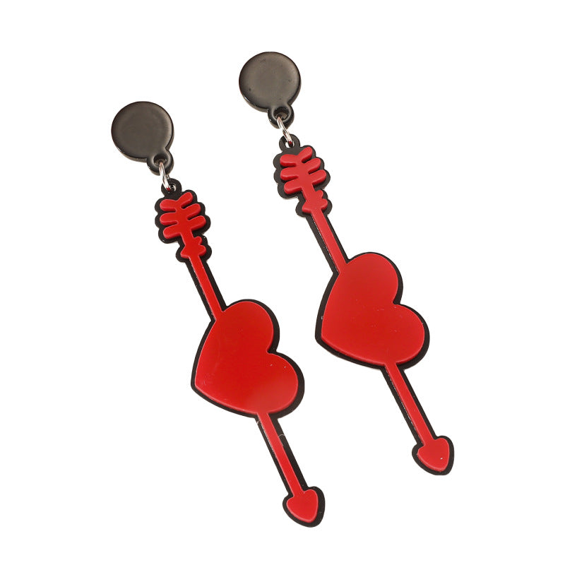 Wholesale Valentine's Day Heart Long Acrylic Earrings ACC-ES-GL003