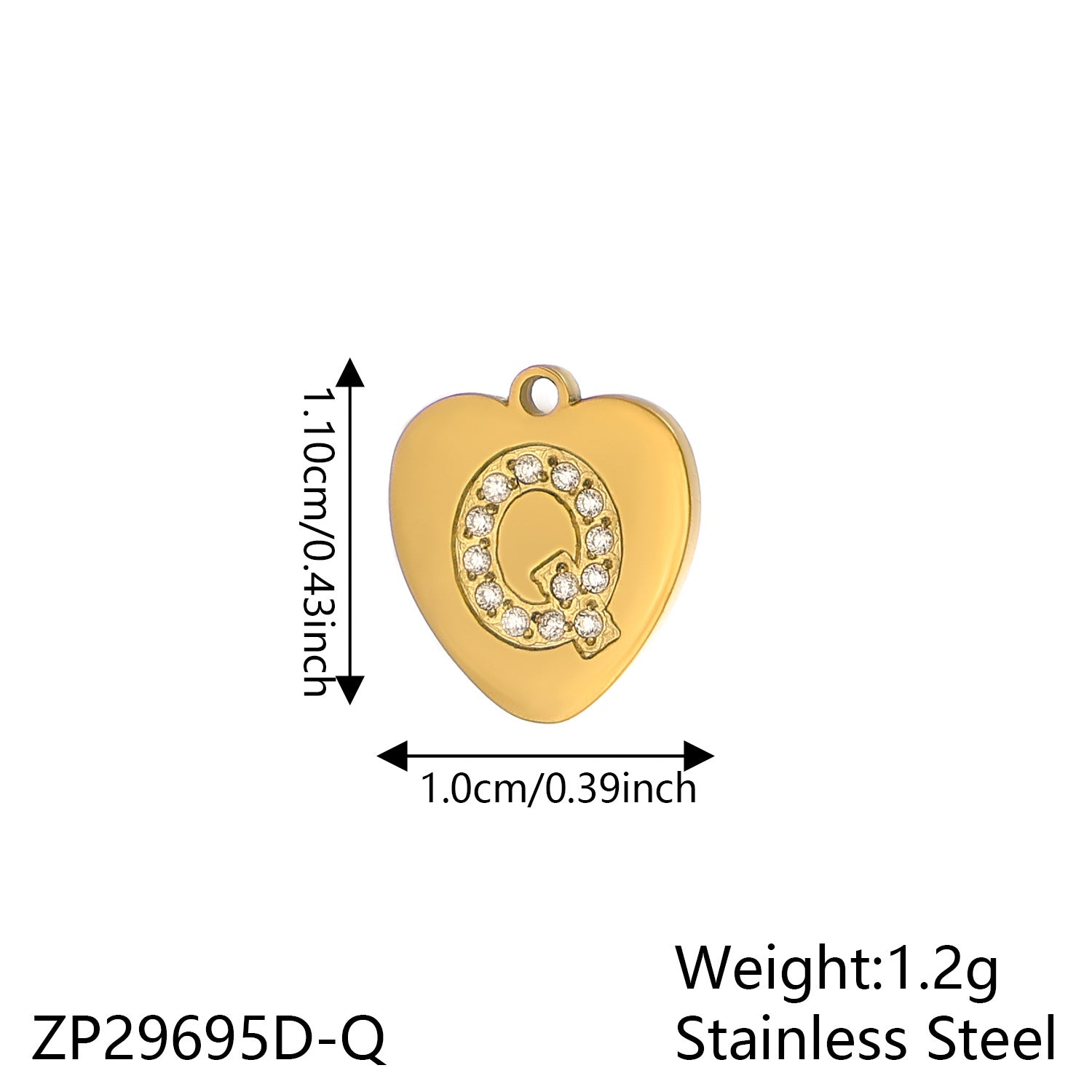 Wholesale Zirconium Love 26 Letter Stainless Steel Pendant