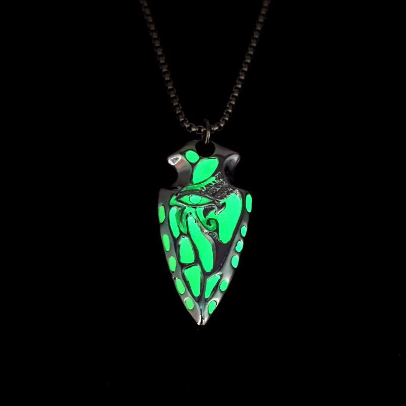 Wholesale Titanium steel chain vintage Viking triangle luminous shield Eye of Horus men' s pendant