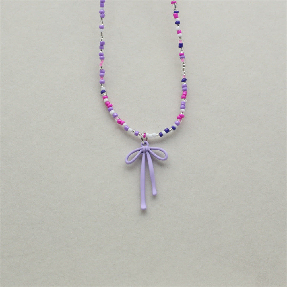 Wholesale  Luxury  Beads Beaded Bowknot Pendant Necklace