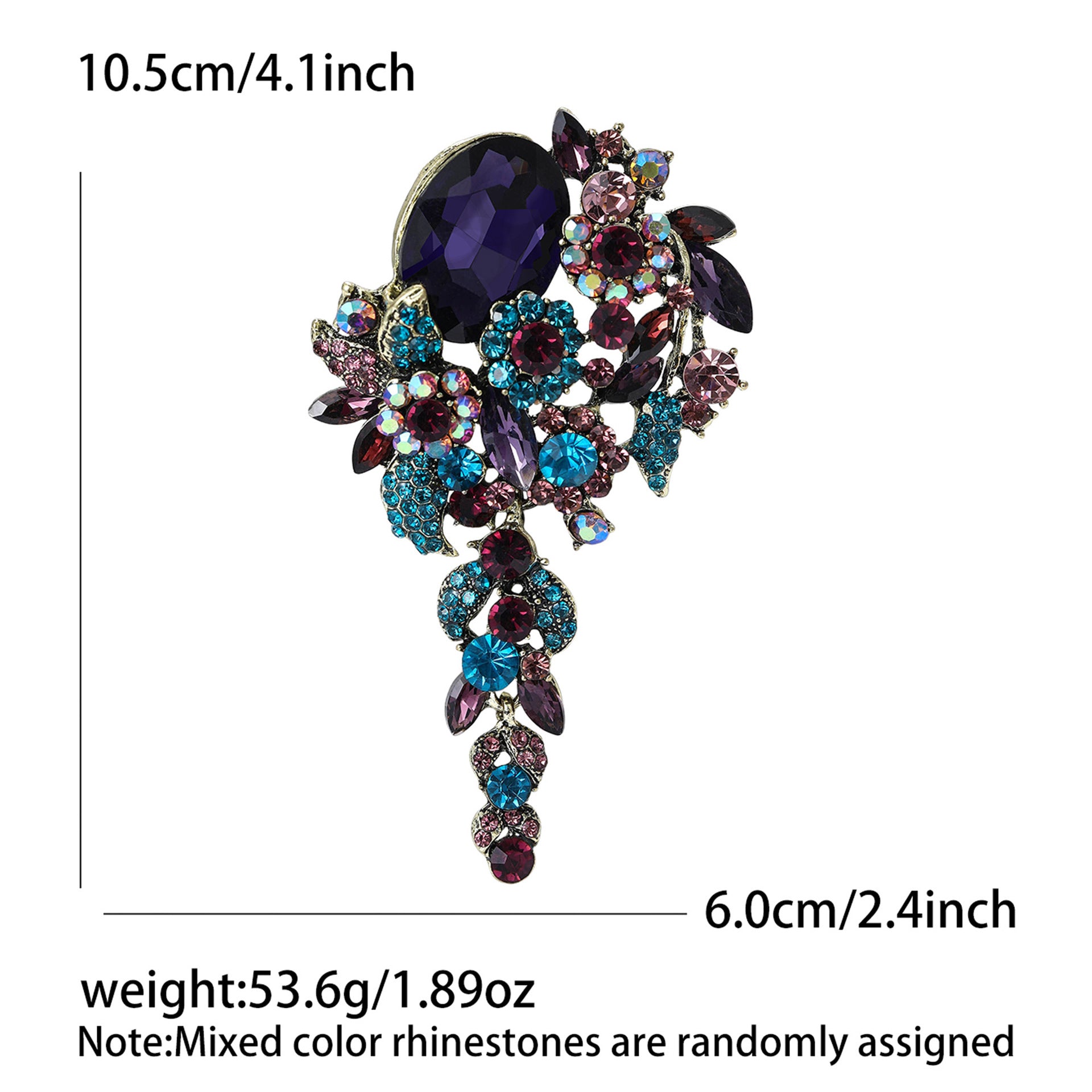 Wholesale Alloy Vintage Crystal Flower Brooch Antique Bronze Purple Women S Fashion Pin