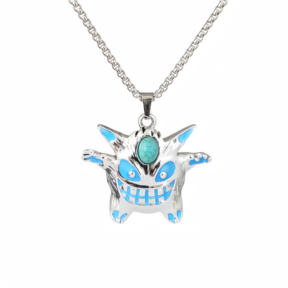 Wholesale Halloween Alloy Electroplating Demon Monster Luminous Necklace