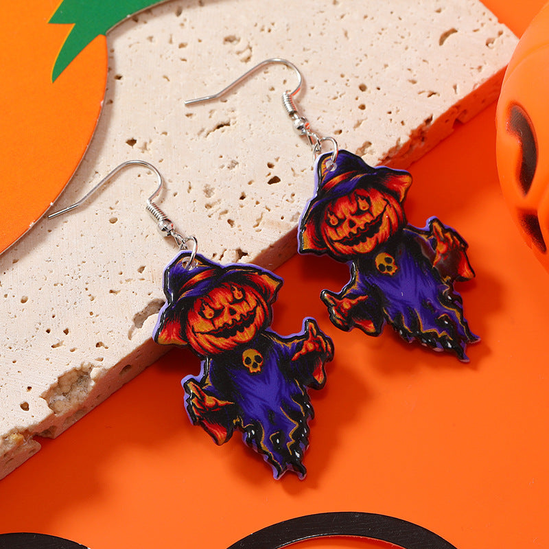 Wholesale Pumpkin Ghost Halloween Party Acrylic Funny Earrings ACC-ES-Haoc002