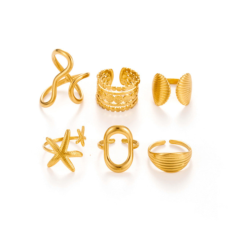 Wholesale Titanium steel  oval hollow ring geometric adjustment  ring