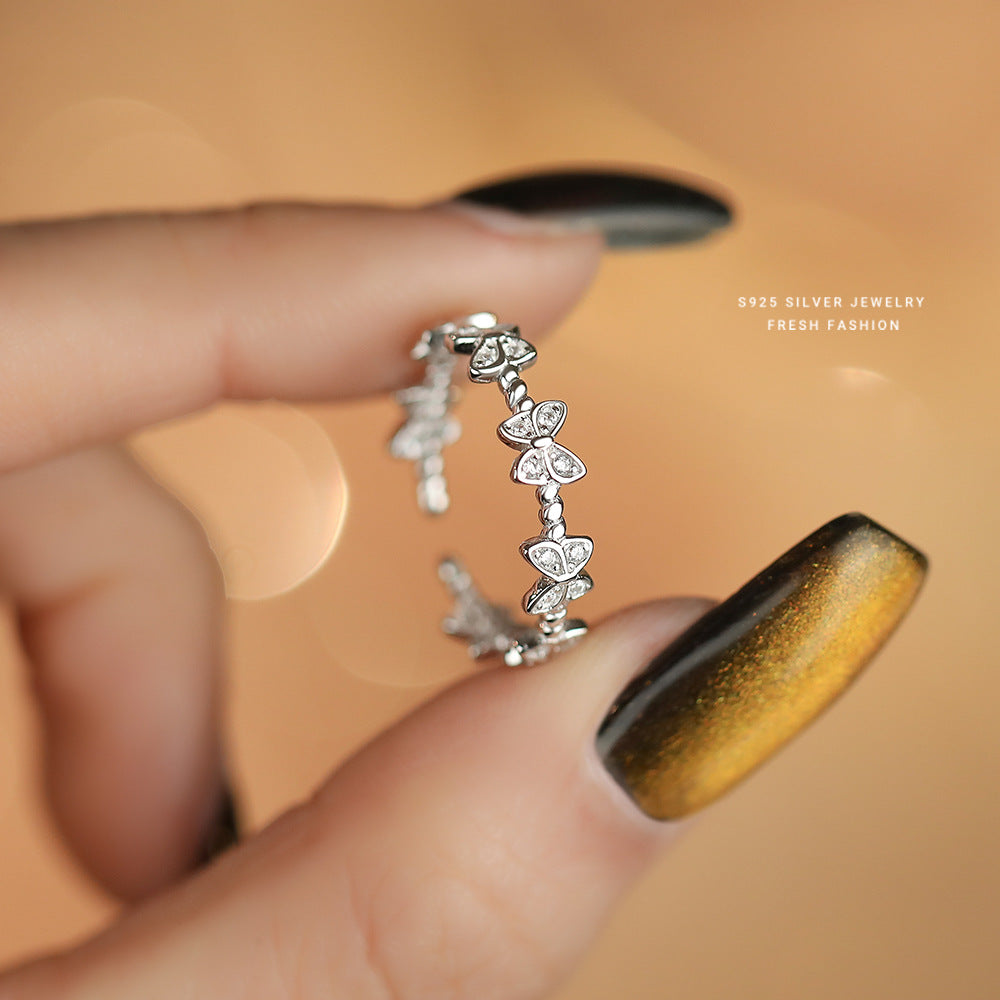 Wholesale light luxury butterfly s925 sterling silver ring