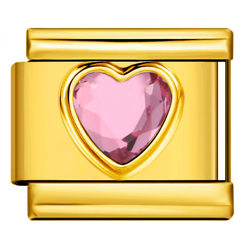 Wholesale  Italian Charm Bracelet 9mm DIY colorful heart circleCreative Stainless Steel Composable Bracelet