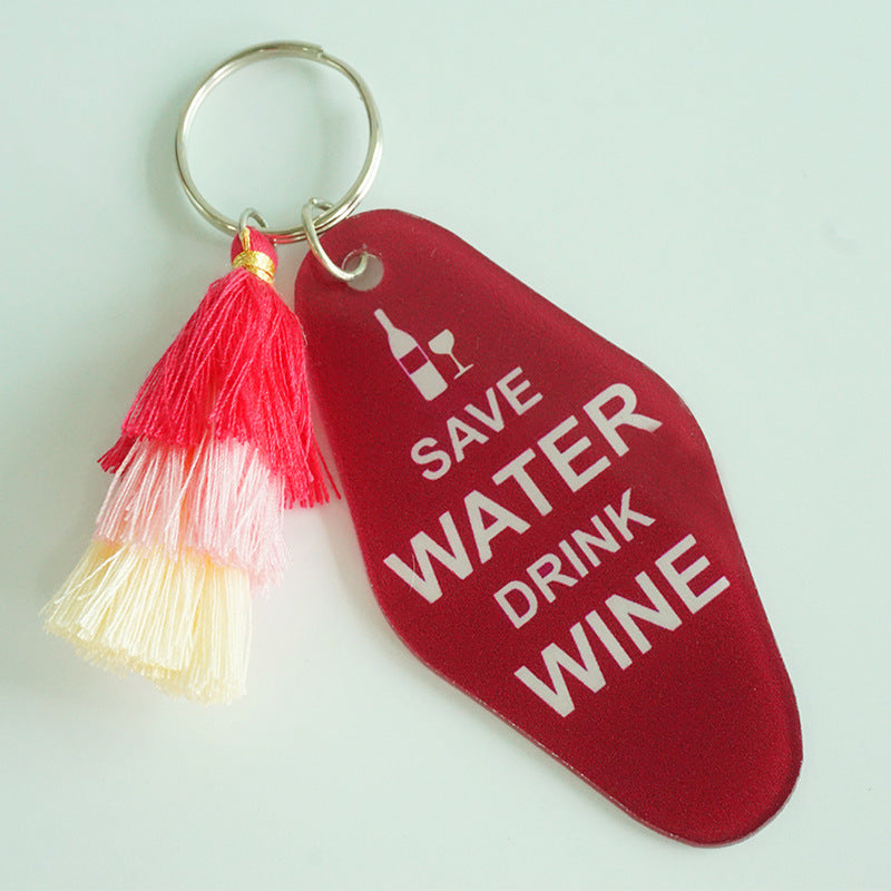 Wholesale 2pcs Father's Day Wine Lover Beer Red Wine Quit Alcohol Acrylic Keychain ACC-KC-HY023