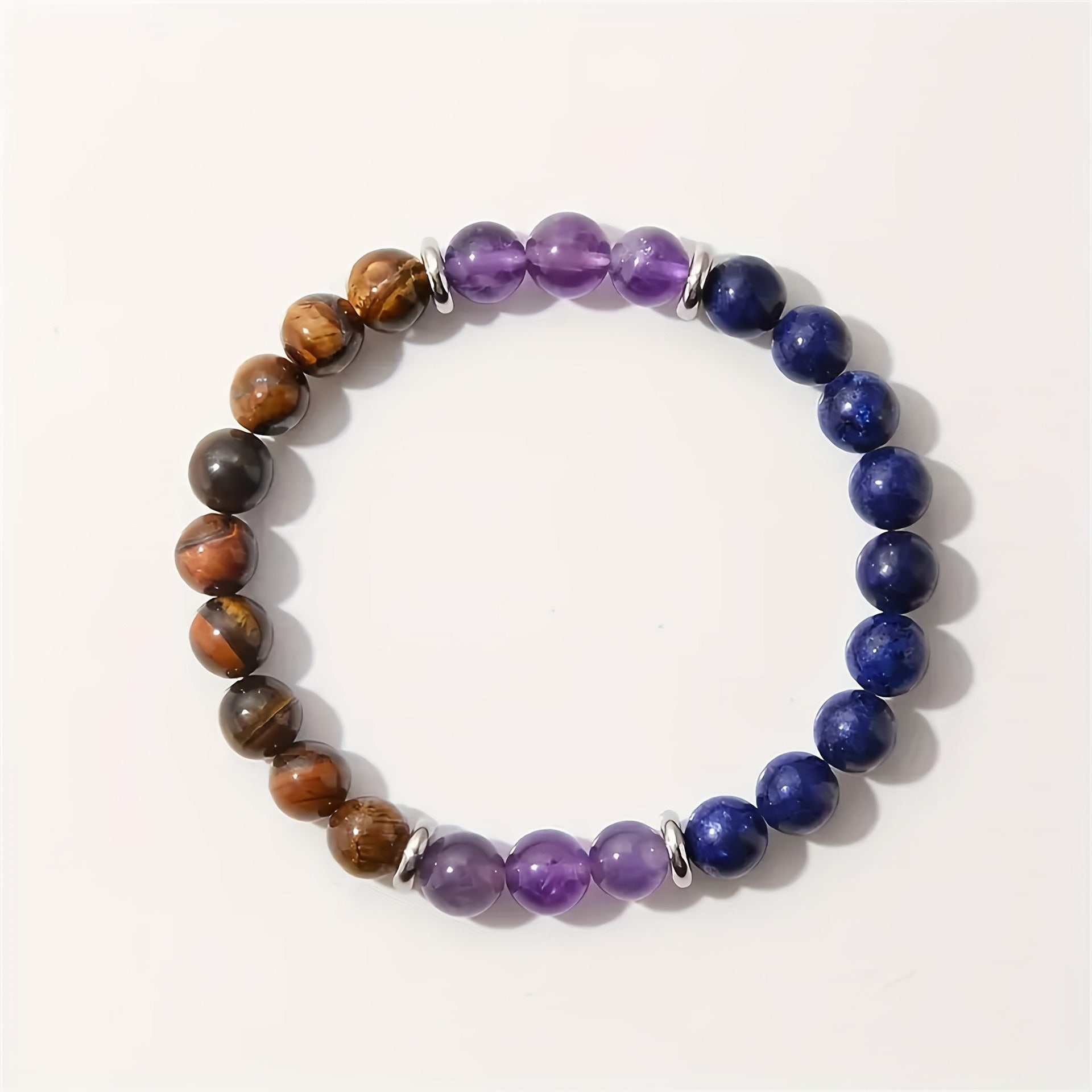 Wholesale cardless amethyst lapis lazuli tiger eye stone bracelet