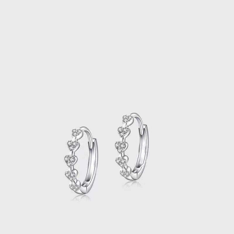 Wholesale S925 Sterling Silver Light Luxury Love Heart-shaped Earrings