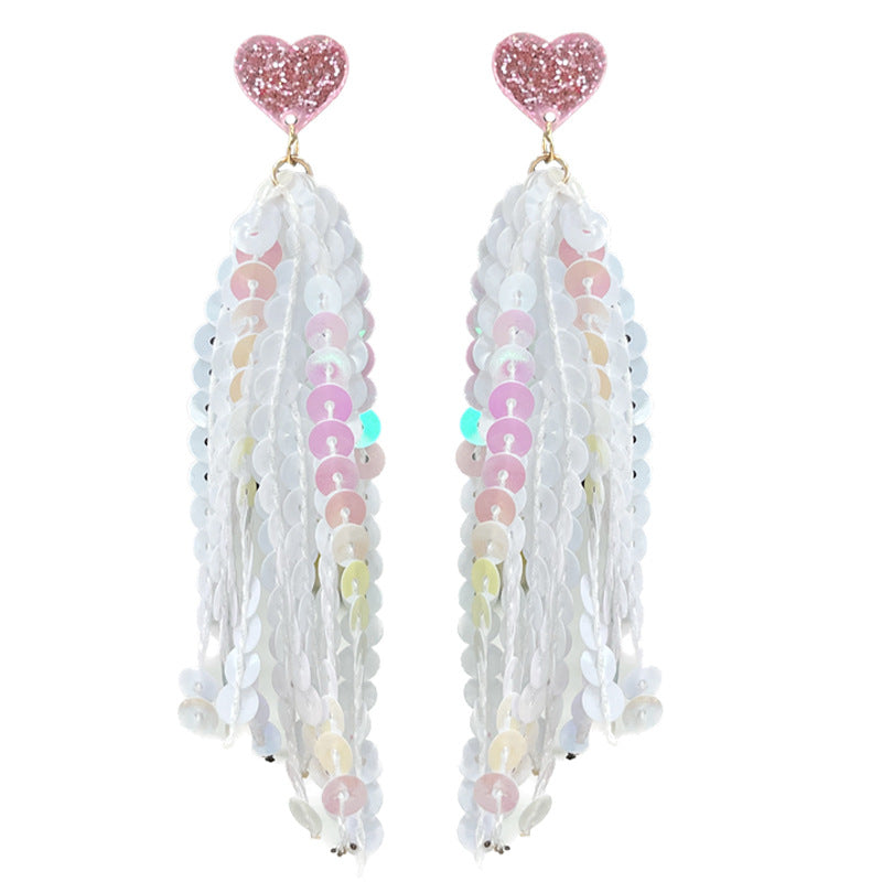 Wholesale 2 Pairs/pack Valentine's Day Glitter Pink Atmosphere Earrings ACC-ES-HY223