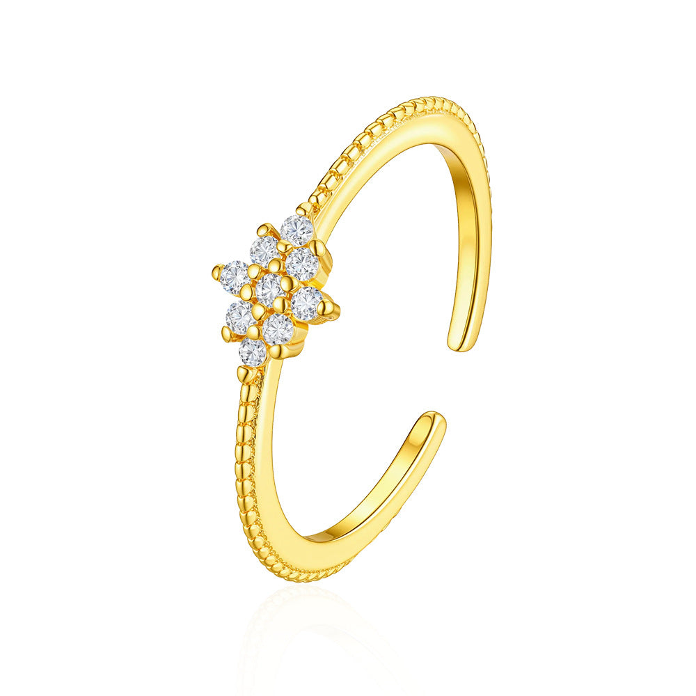 Wholesale Geometric Hollow Out Adjustable Ring For Women Copper Zircon Fashion Jewelry Gift