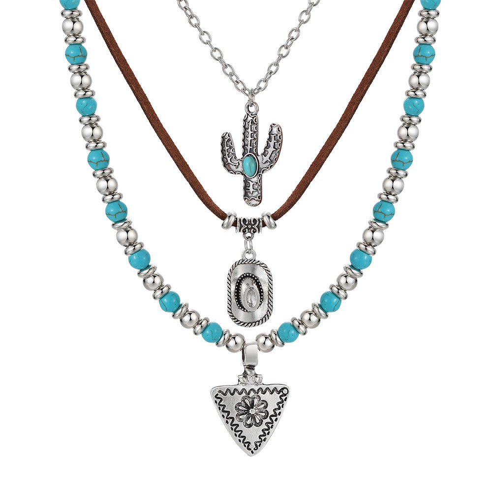 Wholesale Retro Bohemian Turquoise Jewelry Set 48Pcs Women S Necklace Bracelet Earrings Set Fashion Accessory For Everyday Wear