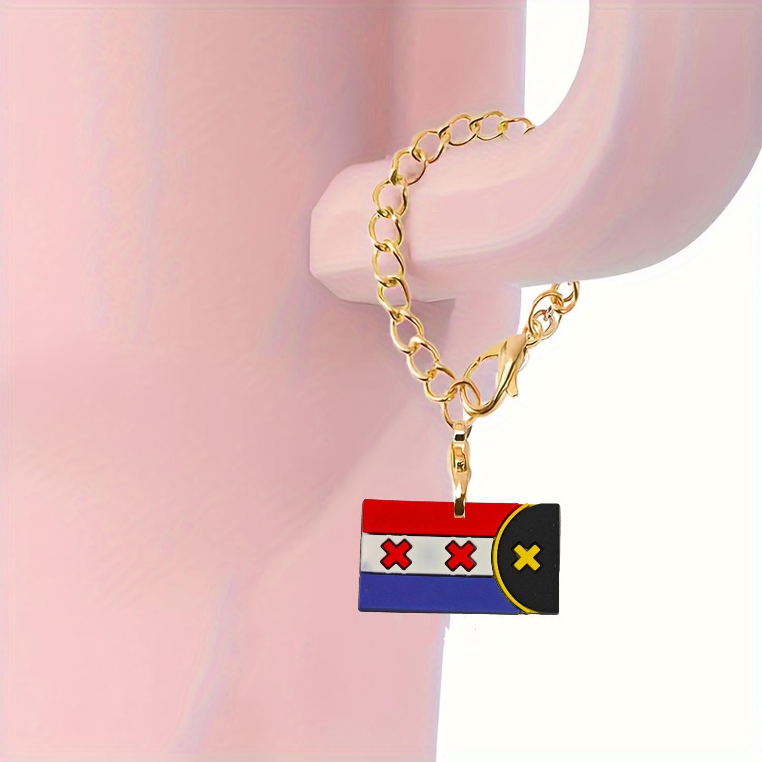 Wholesale National Flag Series Soft Rubber Hanging Chain Cup Accessories Chain ACC-CA-XieJi012